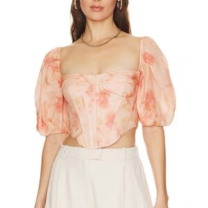 Bardot Kiah Corset Top in Orange Floral sz Extra Large